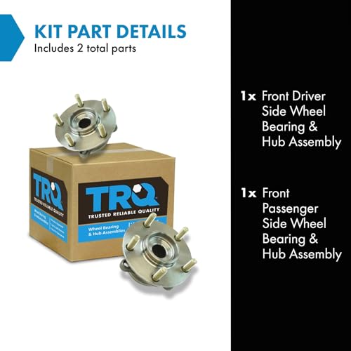 Image of TRQ Front Left and Right Wheel Bearing and Hub Assembly Set 2 Piece Compatible with 09-15 Mitsubishi Lancer Ralliart 10-15 Lancer Evolution MR 10-15 Evolution GSR 12-15 SE