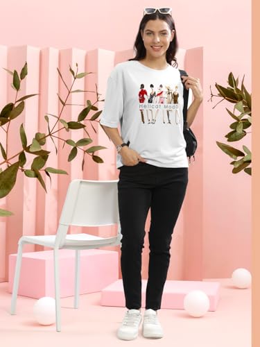 Image of HELLCAT Beige Printed Loose Fit Crew-Neck Crop T-Shirt for Women