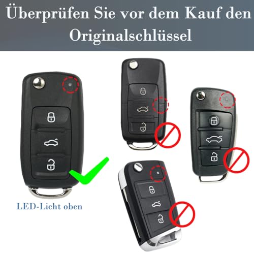 SUPALAND 2 Stück Autoschlüssel Gehäuse für VW Polo Golf Passat Jetta Beetle Scirocco EOS Touran Tiguan Caddy Sharan T5 UP Skoda, Fernbedienung Auto Schlüsselgehäuse, 3 Tasten mit Schlüsselschwert