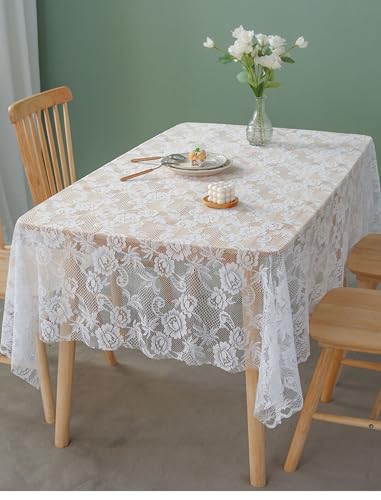 Nappe polyester dentelle brodée fleurie rectangulaire lavable 150x200 - 3
