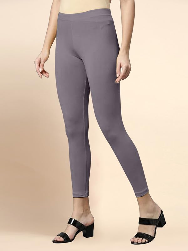 Image of TRENDMALLS Women's Microfiber Elastane Stretch Soft Cropped Leggings with Ultrasoft Waistband for Women
