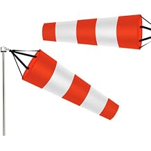 ZYWUOY 1Pcs Airport Windsock, Red+White Windsock Rip-Stop Polyester Wind Measurement Sock Bag for Outdoors Airport Farm Park