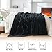Lotus Karen Faux Fur Throw Blanket - Stripe Faux Rabbit Fur Blanket for Couch, Cozy Soft Fluffy Fuzzy Blanket, Warm Thick Furry Plush Shaggy Small Blankets for Women, Black,50x60 Inches