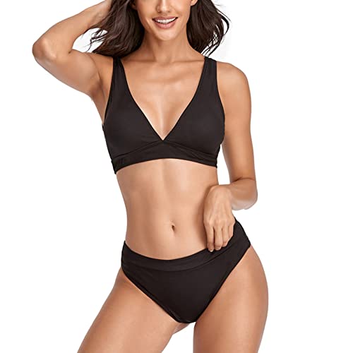 Ausla Damen Bikini Set Zweiteiliger Badeanzug Breiter Riemen Dreieck...