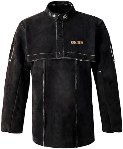 ANTAITHER Leather Welding Cape Sleeve with Apron, Welder Jacket