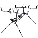yun nong Support de canne à pêche à la carpe entièrement réglable en aluminium robuste pour canne à pêche à la carpe