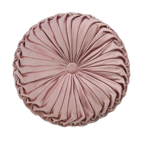 Throw Pillow Velvet Home Decoration Round Pillow Cushion for Couch Chair Bed Car Bedroom (Pink)