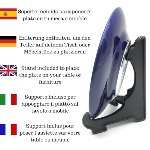 Planta Color Dekorativer Teller Spanien mit Nationalwappen + Schlüsselanhänger Stier aus Metall. Inklusive Halterung und Haken zum Aufhängen. Ideal für Patrioten, Reisegeschenk, typisches spanisches