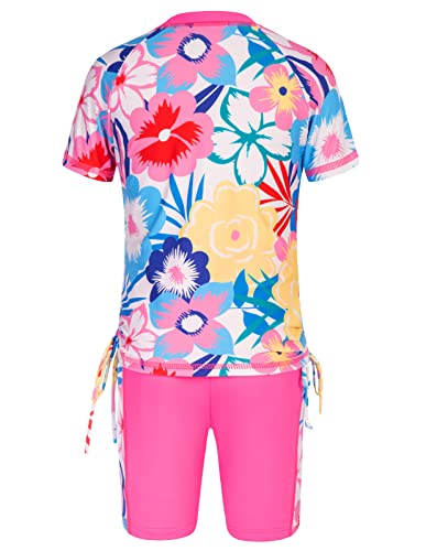 Image of GRACE KARIN Girls Rash Guard Swimwear 2-Piece Bathing Suit Summer Beach Swimsuit Hot Pink 8Y