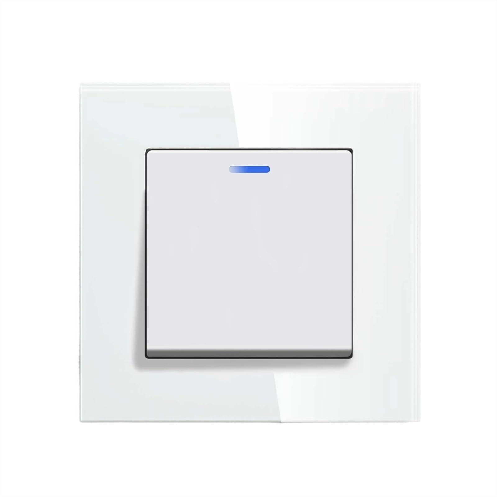 Interruptor eléctrico táctil de luz de pared, cubi Interruptor de botón mecánico estándar de 1/2 entradas y 2 vías, interruptor de luz de pared, marco de cristal, 10A, 250V, encendido y apagado, 2 pos
