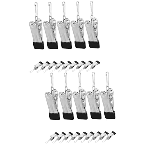 Cabilock 40 Pcs Clothespin with Hanging Buckle Clothes Hanger Hooks Metal Hooks Drying Line Pegs Hanging Clip Hook Boot Hanger for Closet Clothes Drying Clamp Sock Fixing Clips Clothes Pegs