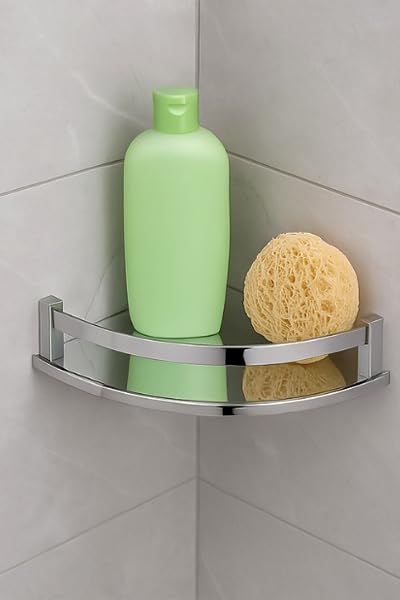 Image of EVANEX Corner Shelf for Bathroom 9x9 inch Multipurpose Storage Rack | 304 Stainless Steel Corner Shelf for Kitchen and Bathroom | Wall Mount Storage Rack for Toiletries