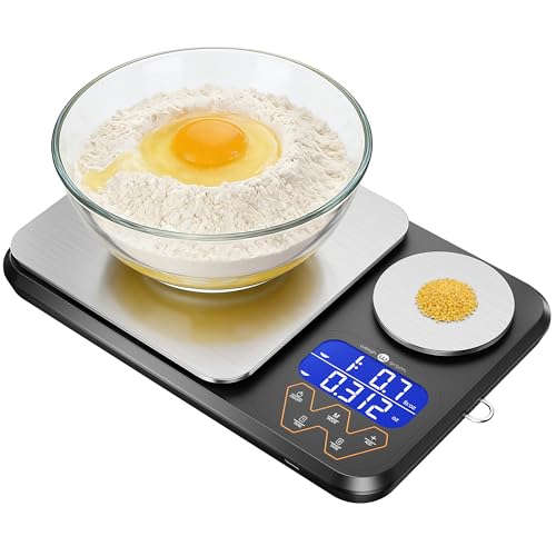 Image of Rechargeable Digital Dual Platform Kitchen Scales Weight, 11 lb Large & 1.1 lb Mini with Two Precisions Food Scale for Sourdough Bread, Baking and Cooking with 3 Units Tare, Accumulation Functions