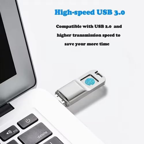 Chiavetta USB 3.0 crittografata con impronte digitali, 64 GB, gestione della privacy, trasferimento dati ad alta velocità, argento