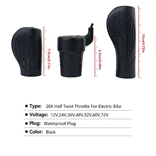 Image of Electric Bike Accessories, Wuxing Right Handle 20X Half Twist Throttle 12V 24V 36V 48V 52V 60V 72V for Ebike 3 Pin Waterproof Connector Conversion Kit Accelerator Parts