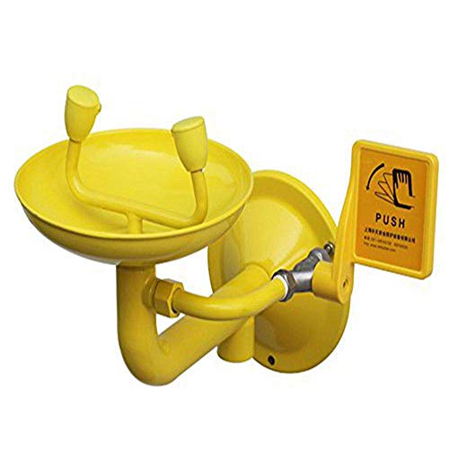 Vogvigo Lavaojos de emergencia montado en la pared, Ducha de ojos de acero inoxidable con recubrimiento anticorrosivo ABS (A)