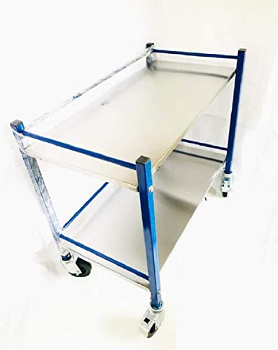 DEXAGLOBAL® Blue Trolley Rack Table Heavy Duty 2 Shelves (Royal Beauty Modern Look) v1