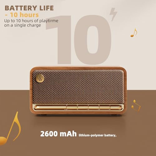Edifier Retro Wood Bluetooth Speaker,Wireless Portable speakers with 20W Stereo Sound,vintage decor speaker with AUX,USB Soundcard,Micro SD Brown