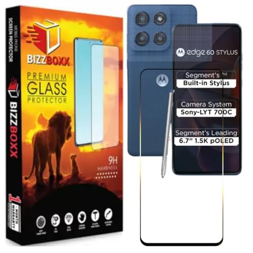 Image of Compatible With Motorola Edge 60 Stylus 5G Tempered Glass Screen Protector Guard - HD Clarity, Anti-Fingerprint, Anti-Scratch (Moto Edge 60 Stylus)|With Installation Kit - Pack of 1