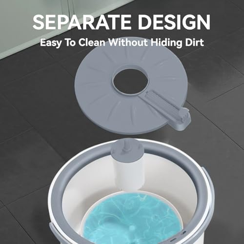 Wischeimer-Set, rotierender Bodenreinigungsmopp und einzelner Eimer, Haushaltsreiniger-Zubehör mit separatem Schmutzwassersystem für Badezimmer Küche – Bild 8
