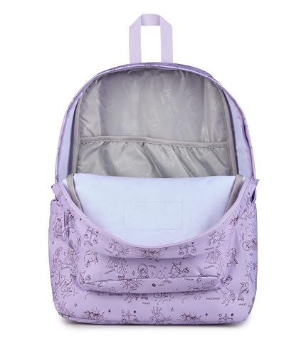 Image of JanSport SuperBreak Plus Backpack with Padded 15-inch Laptop Sleeve and Integrated Bottle Pocket - Spacious and Durable Daypack for Work and Travel, Horoscope Horizons Pastellilac /Mahognyhaze