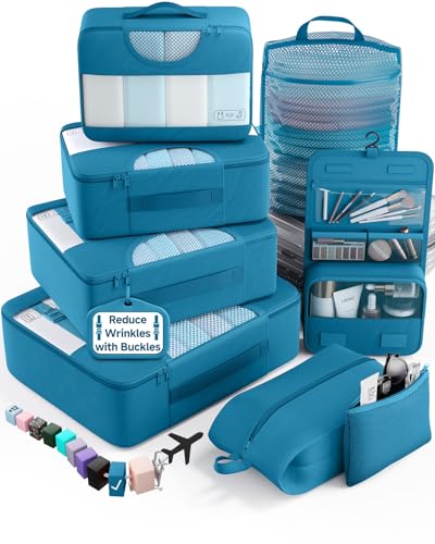 Veken 8 Set Packing Cubes for Travel Essentials, Suitcase Organizer
