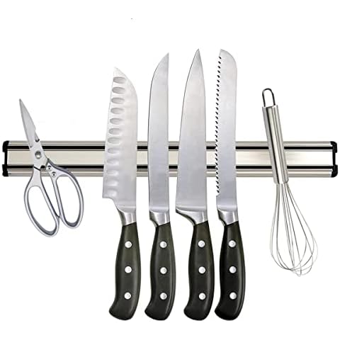 MEKBOK 16" Stainless Steel Wall Mount Magnetic Knife Holder - Professional Magnetic Knife Bar - Space Saving Knife Holder/Bar with Strong Magnetic Pull - Rust Free Cover