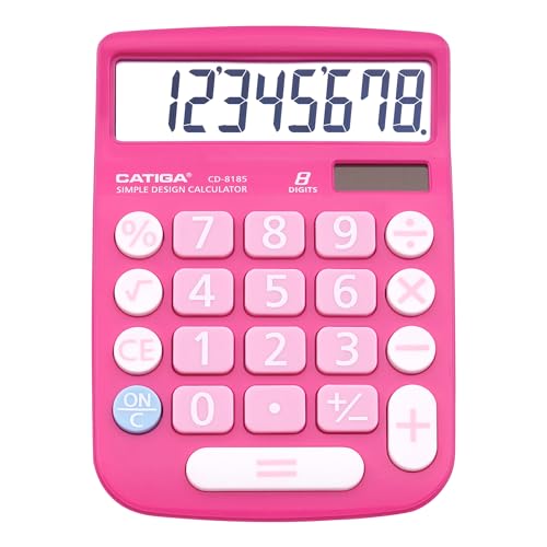 CATIGA CD-8185 Office and Home Style Calculator – 8-Digit LCD Display – Suitable for Desk and On The Move use. (Pink)