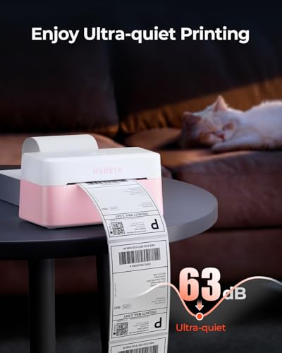 Image of MUNBYN Bluetooth Thermal Label Printer RW403B, Wireless 4x6 Shipping Label Printer for Small Business, Compatible with Android, iPhone, Windows, Mac, Chromebook, Print Width 1.57 inch-4.25 inch (Pink)