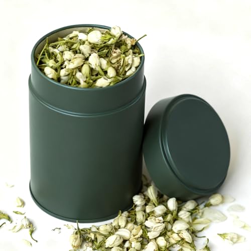 Image of 3-Pack Tea Tin Canister with Airtight Double Lids, 14 Fl Oz Tin Can Box and Round Kitchen Canisters for Loose Tea, Coffee, Candy, Herbs and Matcha Powder (Green, 2.95 * 4.25'')