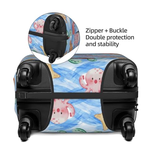 Cute Sea Life Luggage Cover Protector Elastic Washable Anti-Scratch Suitcase Covers With Zipper Closure For Luggage 18-32 Inch X-Large4