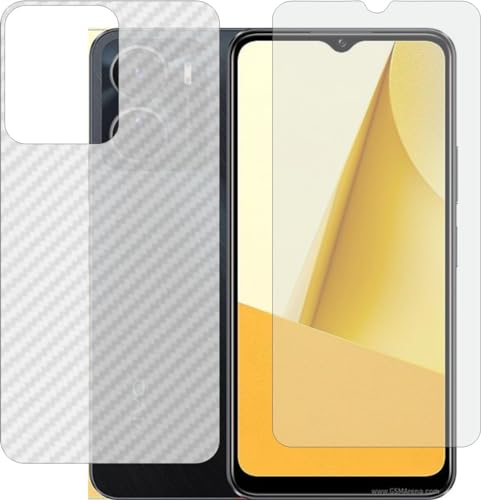 Image of Matte Screen Guard & Carbon Fiber Back Skin Combo, Flexible Fiber Material Not Glass, Front & Back Impossible Screen Guards for VIVO V2214