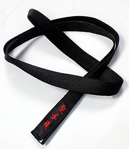 Shihan Cinturón Negro Satinado Rojo Bordado Karate
