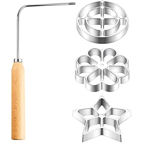 4Pack Metal Waffle Mould Set with Handle Cover