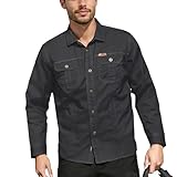 Generisch Sommerhemd Herren, Regular Fit Hemd Button Down Shirts Langarm Unifarben Freizeithemden Businesshemd Mit Tasche Herren Pullover Fit Linen Shirt Men Businesshemden Shirts (M, Schwarz)