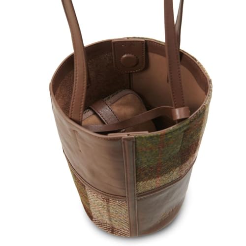 Bolso Tote Isla Harris Tweed Cuero Genuino Bolsillo Interno miniatura 4
