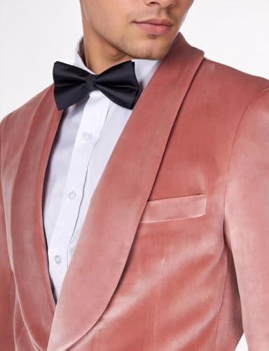 Mens Velvet Blazer One Button Slim Fit Solid Fashion Suit Jacket Sport Coat for Wedding Prom Dinner Party3