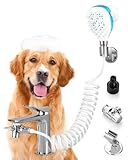 KINLIV Sink Faucet Dog Shower Attachment - 2-in-1 Dog Shower Head, Bath Sprayer & Soap Dispenser, Pet Bath Brush, 79' Dog Bathing Hose Shower Set for Tub Faucet, Indoor & Outdoor