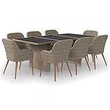 pc 486 dx2 Table : SKM Ensemble à dîner de Jardin 9 pcs Résine tressée Marron-486