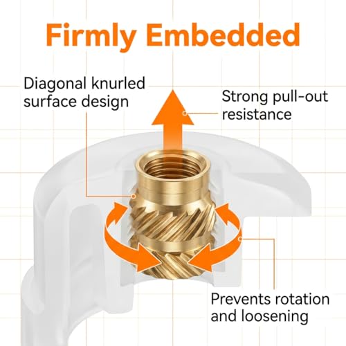 200 Stück M3 Gewindeeinsatz für 3D Druck, M3x5x4mm Messing Einschmelzgewinde Set, Gerändelte Einpressmuttern Gewindebuchsen für Kunststoffteile, Leiterplatten und Automobil Kunststoffgehäuse