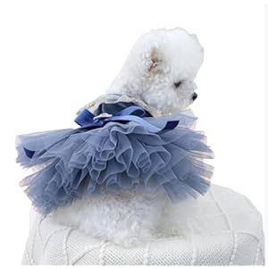 Dog Dresses for Small Dogs Girl Puppy Princess Tutu Dress Puppy Shirt Skirt Dog Dresses Dog Summer Clothes for Chihuahua Yorkie Clothes for Birthday Wedding Dog Tulle Dress Cat Apparel Blue A XS