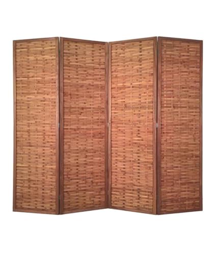 EME Biombo Rústico con 4 Paneles 180x180 cm Separador de Estancias y Ambientes Fabricado de Madera - Biombo con Estructura Plegable. Ideal para Decoración.