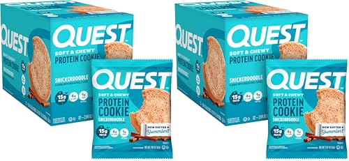 Image of Quest Nutrition Snickerdoodle Protein Cookie,15g Protein,1g Sugar,4g Net Carbs,Keto Friendly,High-Protein,Low Carb;,12 Count (Pack of 2)