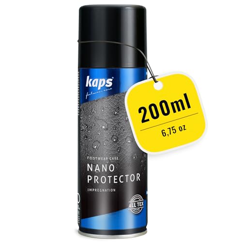 Kaps Nano Protector - Shoe Repellent Spray for Leather Nubuck Suede Textiles | Nano Technology Waterproof Spray Shoes | Breathable Suede Cleaner for Shoes | 200 ml 6.76 fl. Oz