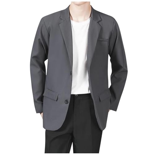 Mens Casual Blazer with Padded Shoulder Slim Fit Two Button Lapel Suit Jacket Sports Coats for Wedding Prom Party