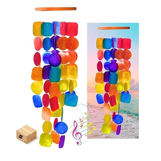 Bellaa 22890 Windchimes Garden Patio Wind Chimes Outside Sympathy Memorial Outdoor Gifts Mom Grandma Holidays Glass Color Capiz 27 inch
