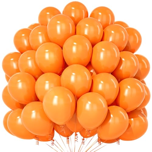 Teselife 100 Ballons Orange Mat 12 Pouces, pour Anniversaire, Mariage, Halloween, Réveillon du Nouvel An, Noël, Décoration pour Fêtes et Événements Festifs