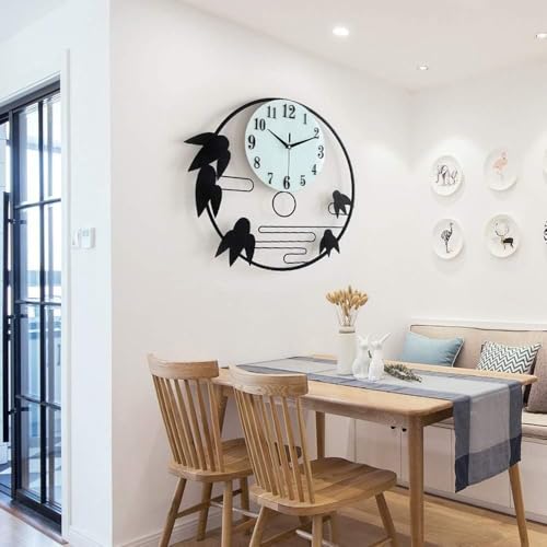 Image of Stylish Metal Wall Clock for Living Room, Bedroom, Office, Kitchen, Home and Hall | Antique Fancy Big Size Modern Wall Watch for Home Decor (Style-44, 40 CM)