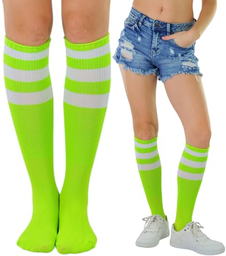 Image of ToBeInStyle Women's Premium Below Knee Athletic Socks w /Contrasting Wide Stripes