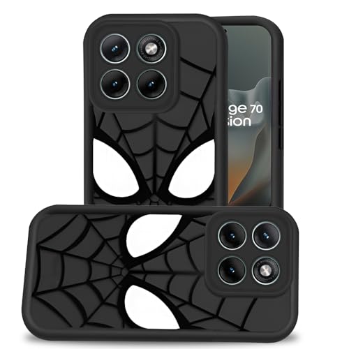 Image of AESTMO Back Case Cover for Mototola Moto Edge 70 Fusion 5G Cover | Spidey Face Mask Design | Silicone Case | Full Body Protection | Camera Protection Back Cover (Black)